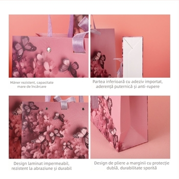 Geantă cadou Visul Fluturelui – Geantă rafinată pentru cosmetice cu funda, pungă de ambalaj pentru magazine de îmbrăcăminte