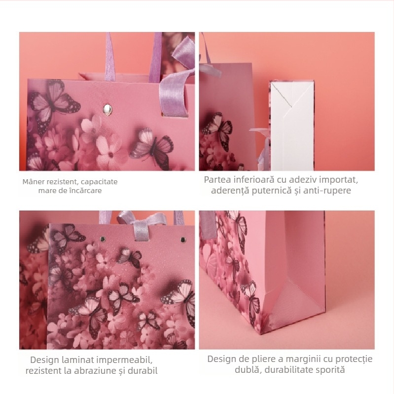 Geantă cadou Visul Fluturelui – Geantă rafinată pentru cosmetice cu funda, pungă de ambalaj pentru magazine de îmbrăcăminte