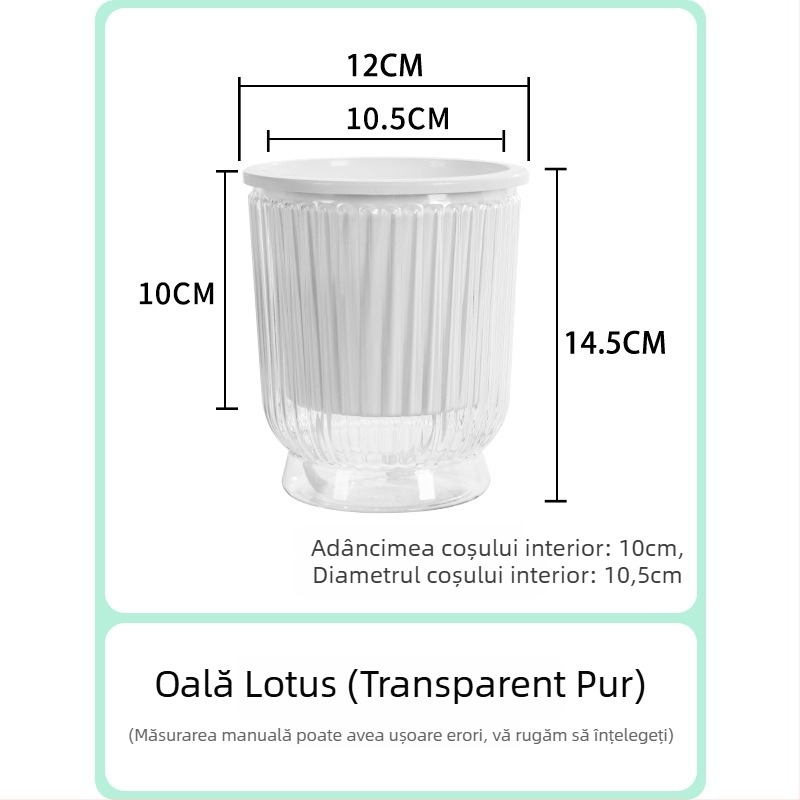 Ghiveci de flori din plastic, auto-udare, transparent, mare, pentru birou sau living, hidroponic din rășină, pentru pothos și copacul norocului