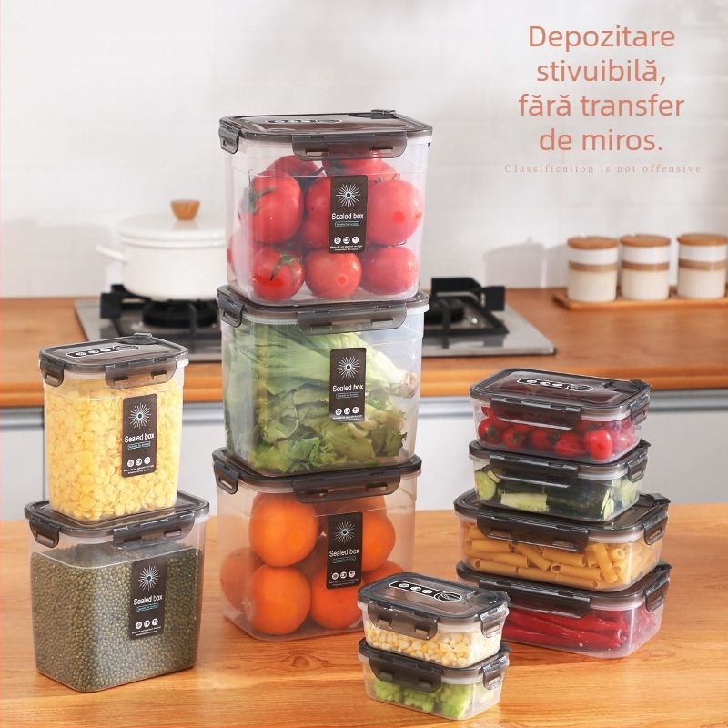 Cutie de depozitare transparentă pentru bucătărie, cu borcan sigilat pentru cereale și produse uscate, rezistentă la umezeală