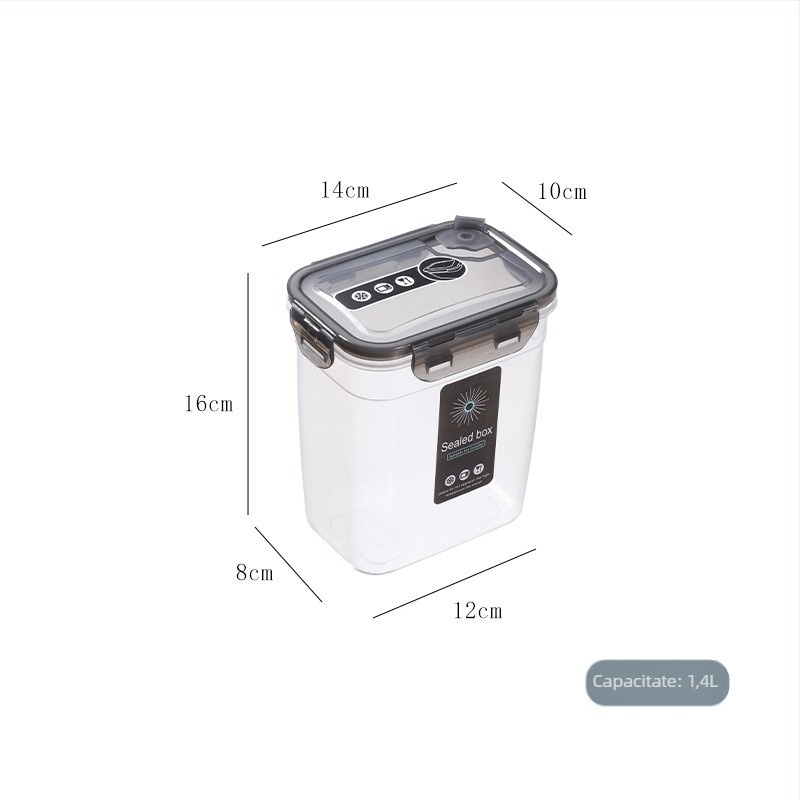 Cutie de depozitare transparentă pentru bucătărie, cu borcan sigilat pentru cereale și produse uscate, rezistentă la umezeală