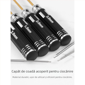 Set de șurubelnițe hexagonale pentru modele de avioane, dimensiuni 1.27/1.3/1.5/2.5 mm, set hexagonal cu 6 unghiuri, lungime 0.9