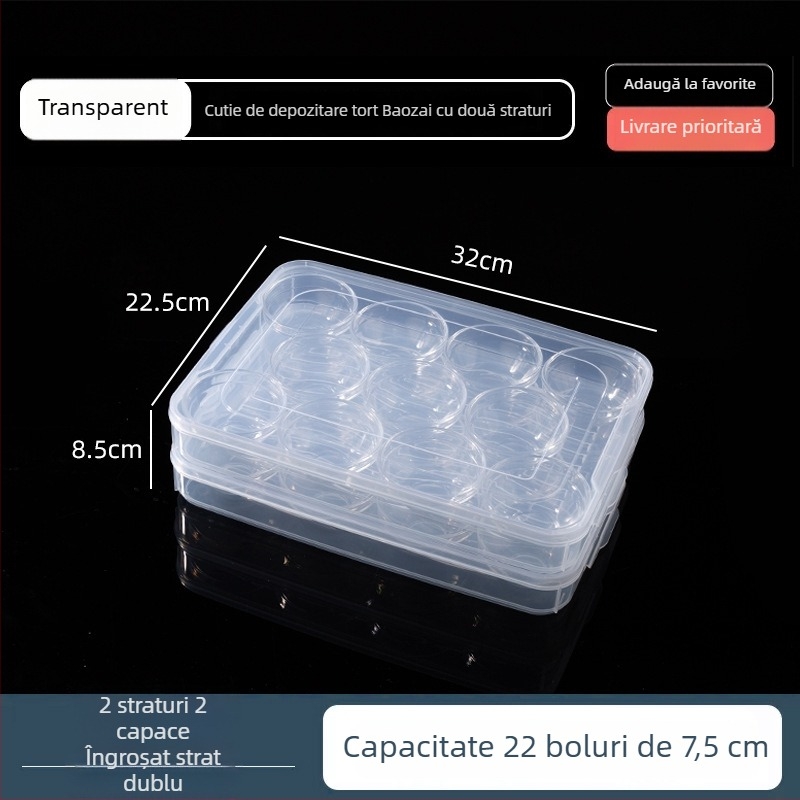 Cutie transparentă, cu mai multe straturi, pentru expunere și depozitare a deserturilor în boluri