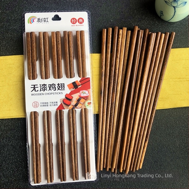 Set de 10 perechi bețișoare din lemn Padauk, bețișoare chinezești din lemn pentru bucătărie casnică