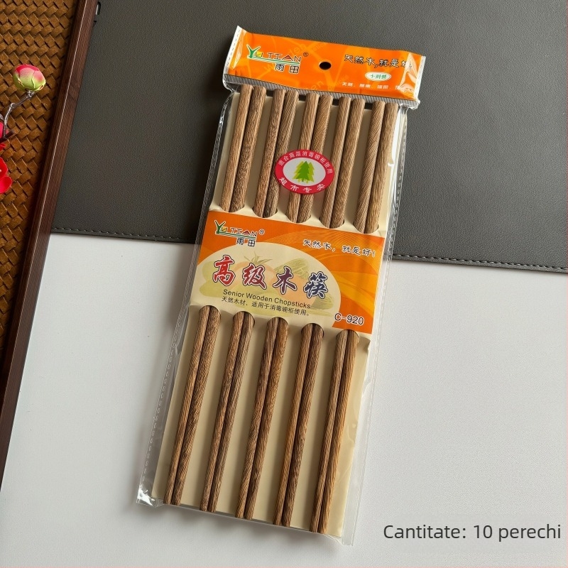 Set de 10 perechi bețișoare din lemn Padauk, bețișoare chinezești din lemn pentru bucătărie casnică