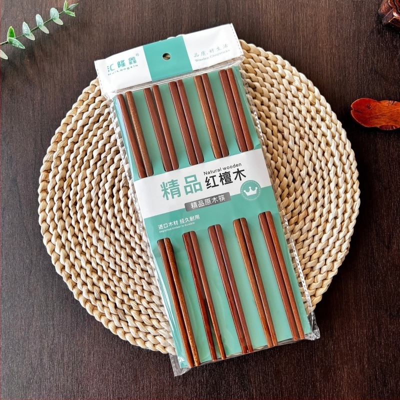 Set de 10 perechi bețișoare din lemn Padauk, bețișoare chinezești din lemn pentru bucătărie casnică