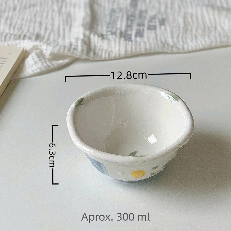 Set de boluri pentru mic dejun din porțelan pentru copii, model drăguț cu desene animate, formă rotundă, compatibil cu cuptorul cu microunde