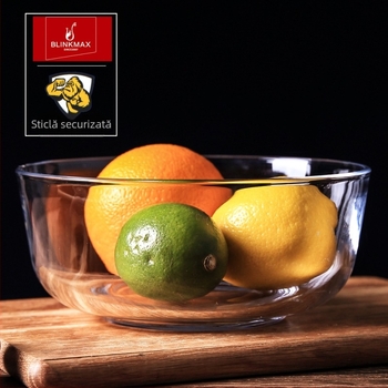 Lizun bol din sticlă temperată pentru fructe și salată, capacitate mare, vas rezistent la căldură pentru desert și supă, ideal pentru coacere acasă și mixare ouă
