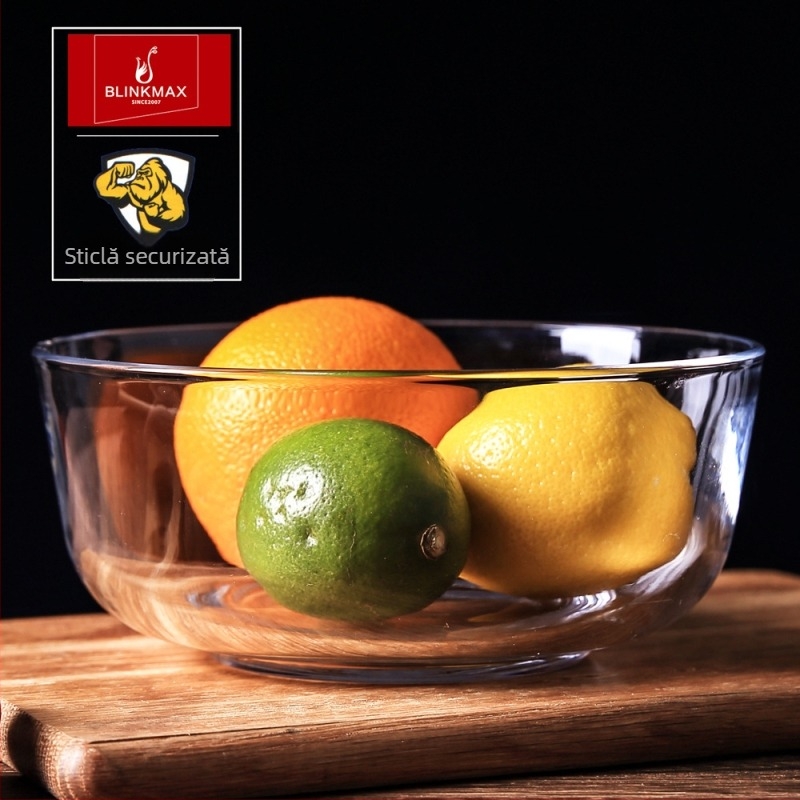 Lizun bol din sticlă temperată pentru fructe și salată, capacitate mare, vas rezistent la căldură pentru desert și supă, ideal pentru coacere acasă și mixare ouă