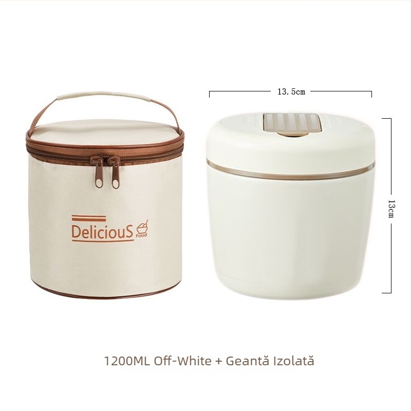 Cutie de prânz din oțel inoxidabil 304, termică, cu bol de supă, portabilă pentru birou, menține cald timp de 12 ore