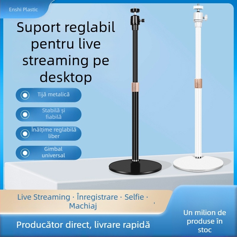 Suport de masă cu braț gimball pentru cameră și proiector, iluminare LED, aliaj de aluminiu, înălțime reglabilă