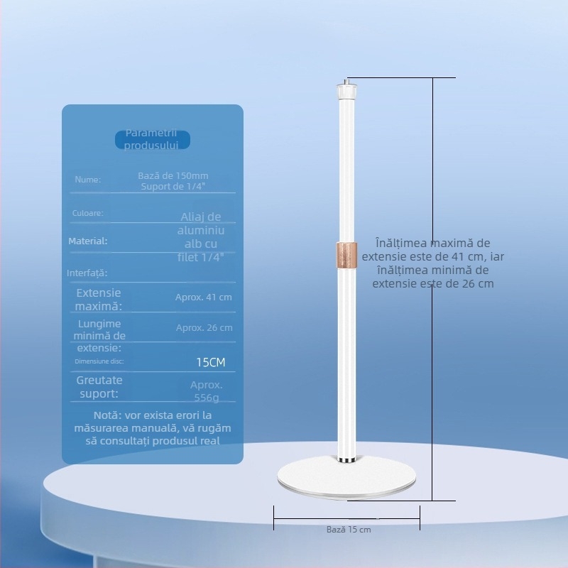 Suport de masă cu braț gimball pentru cameră și proiector, iluminare LED, aliaj de aluminiu, înălțime reglabilă