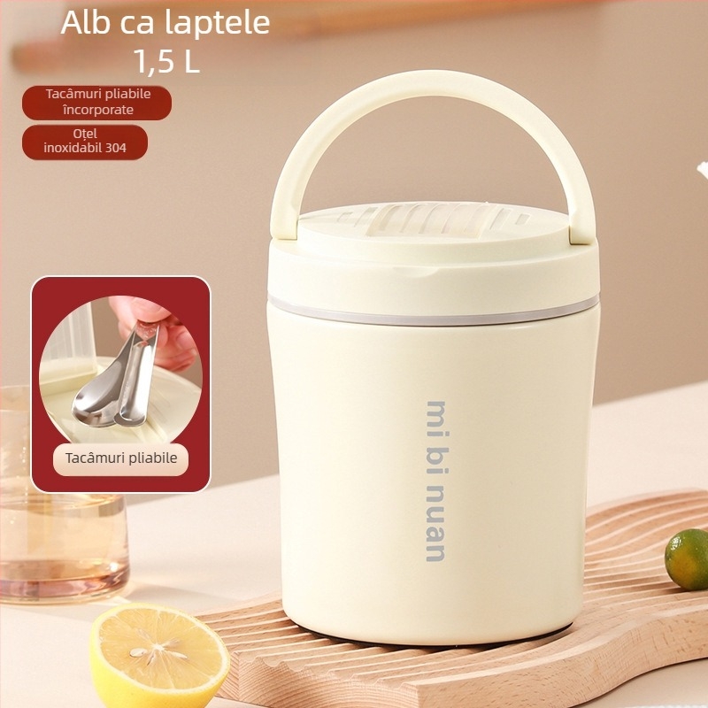 Cutie pentru prânz cu două straturi, izolație termică, 1,2 L, pentru studenți și angajați de birou
