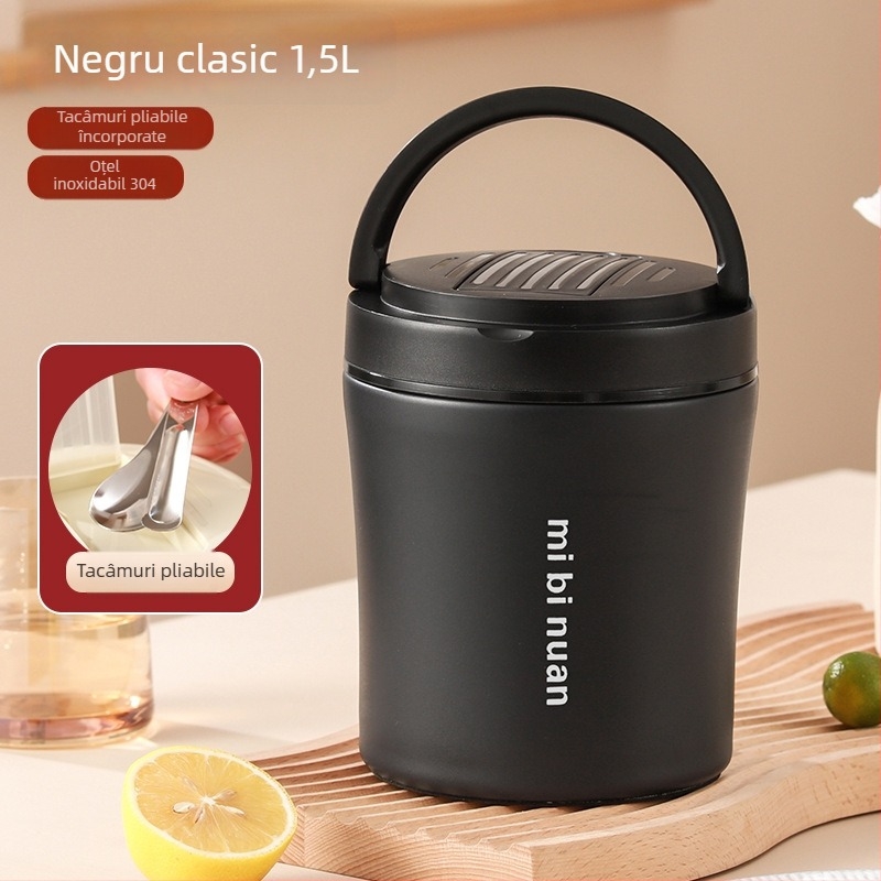 Cutie pentru prânz cu două straturi, izolație termică, 1,2 L, pentru studenți și angajați de birou