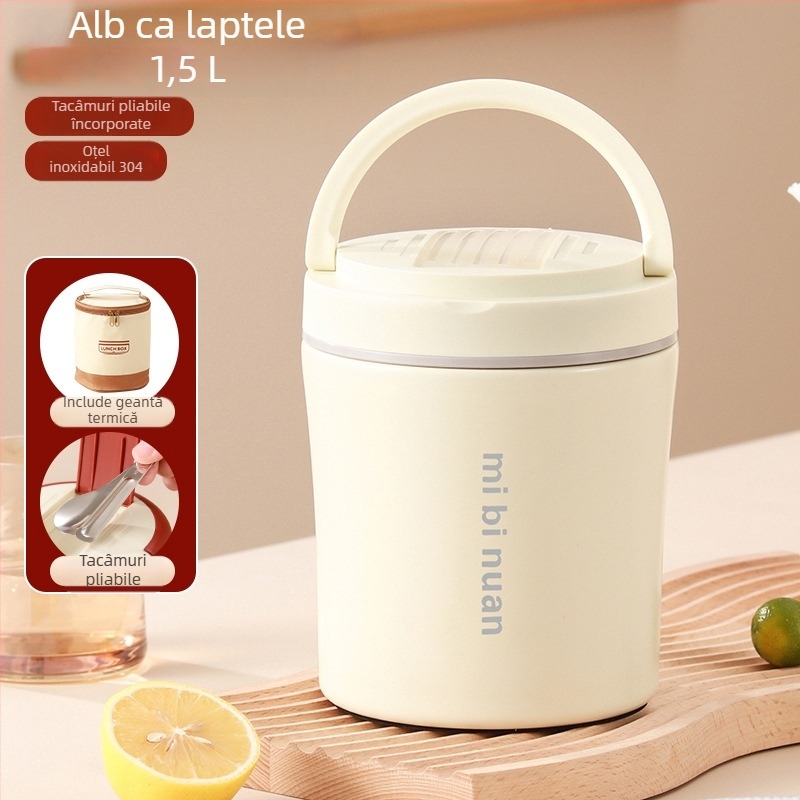 Cutie pentru prânz cu două straturi, izolație termică, 1,2 L, pentru studenți și angajați de birou