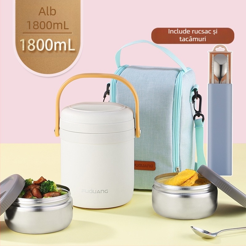 Fuguang cutie de prânz izolată, din oțel inoxidabil, calitate alimentară, design cu vid în trei straturi, portabil pentru angajați, capacitate 1.8L sau 2.2L