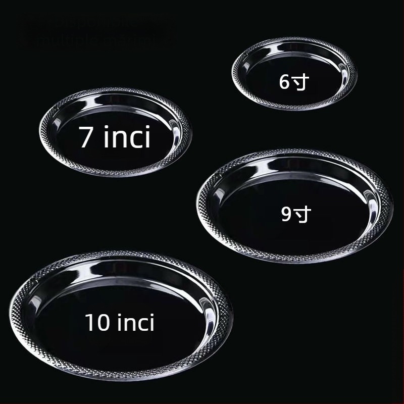Farfurii de plastic de unică folosință, transparente, îngroșate, de mari dimensiuni, pentru uz casnic, picnic, bufet, fructe și deserturi