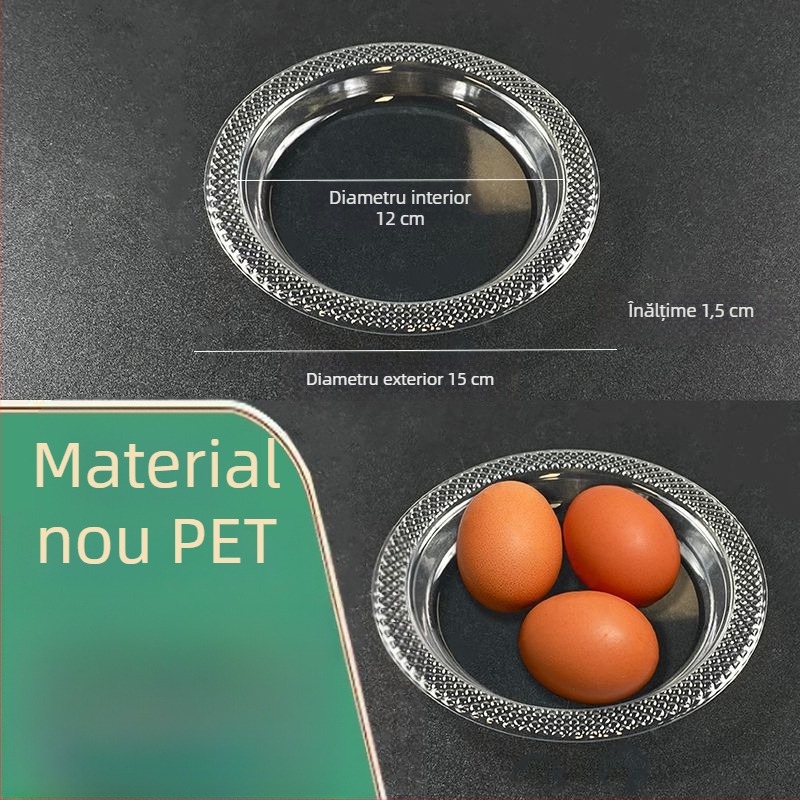 Farfurii de plastic de unică folosință, transparente, îngroșate, de mari dimensiuni, pentru uz casnic, picnic, bufet, fructe și deserturi