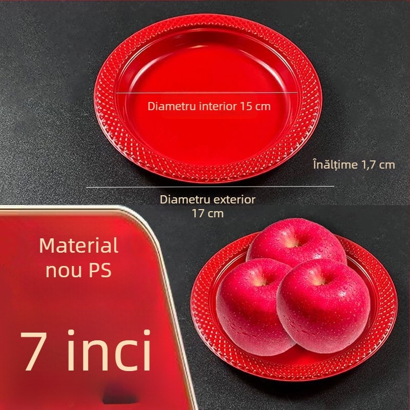 Farfurii de plastic de unică folosință, transparente, îngroșate, de mari dimensiuni, pentru uz casnic, picnic, bufet, fructe și deserturi