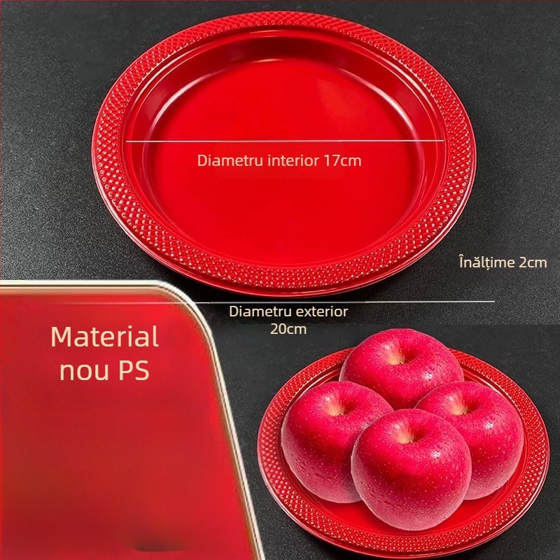 Farfurii de plastic de unică folosință, transparente, îngroșate, de mari dimensiuni, pentru uz casnic, picnic, bufet, fructe și deserturi