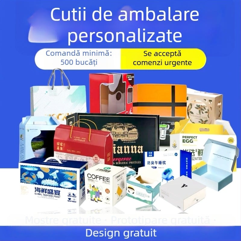 Cutie personalizată de ambalare pentru cosmetice cu finisaj argintiu pe carton, cutie color, cutie albă din carton, cutie cu insert dublu, cutie ondulată tip avion, sacoșă de hârtie, imprimare logo