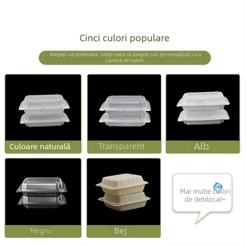 Cutie de prânz de unică folosință cu compartimente, cutie din plastic pentru fast-food, cutie pentru hamburger, cutie de prânz cu mai multe compartimente pentru uz comercial