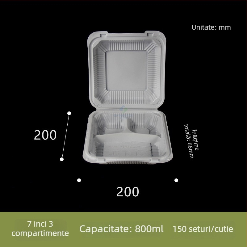 Cutie de prânz de unică folosință cu compartimente, cutie din plastic pentru fast-food, cutie pentru hamburger, cutie de prânz cu mai multe compartimente pentru uz comercial
