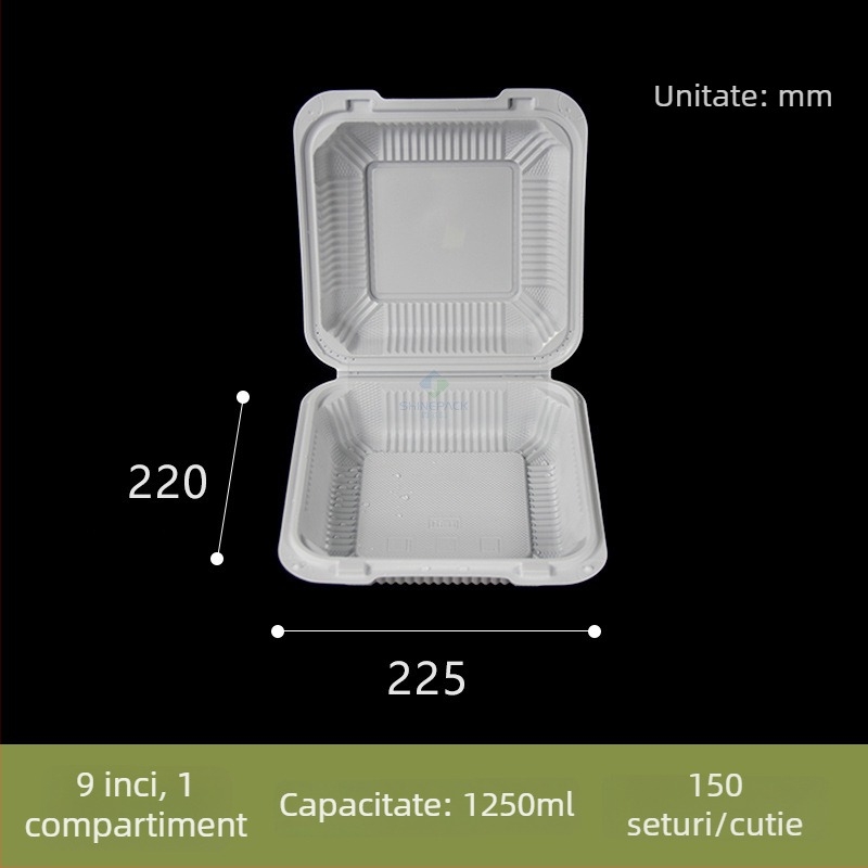 Cutie de prânz de unică folosință cu compartimente, cutie din plastic pentru fast-food, cutie pentru hamburger, cutie de prânz cu mai multe compartimente pentru uz comercial