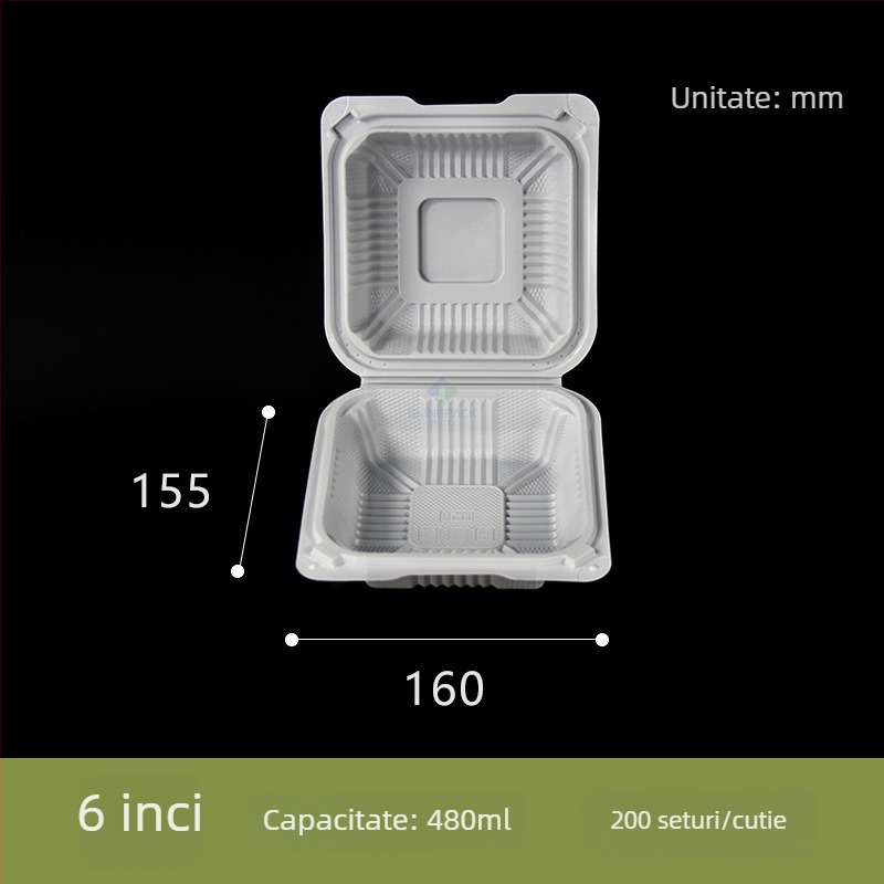 Cutie de prânz de unică folosință cu compartimente, cutie din plastic pentru fast-food, cutie pentru hamburger, cutie de prânz cu mai multe compartimente pentru uz comercial