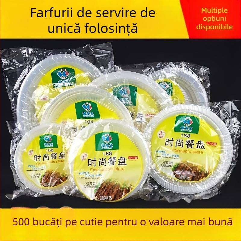 Farfurie de unică folosință, întărită, rezistentă la temperaturi înalte, din plastic, ovală mare pentru restaurante și picnicuri