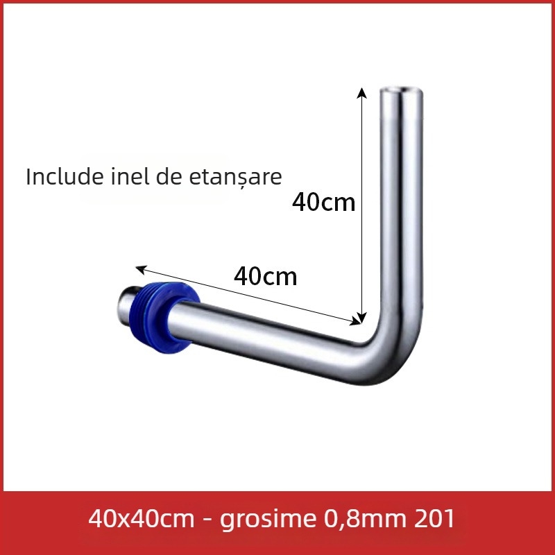 Țeavă de spălare pentru toaletă de tip squat, 32 mm, oțel inoxidabil 304, conductă de conectare în formă de L, furtun de spălare extins cu robinet pedalat