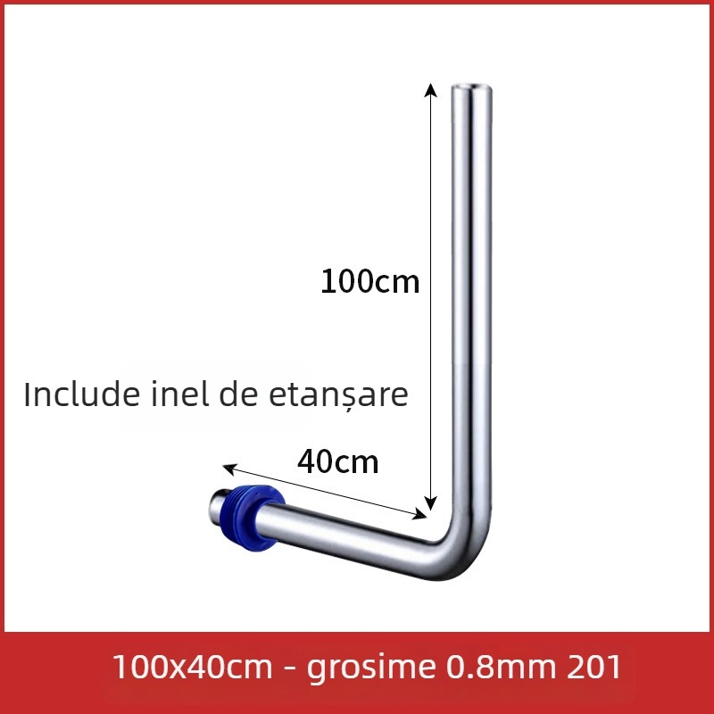 Țeavă de spălare pentru toaletă de tip squat, 32 mm, oțel inoxidabil 304, conductă de conectare în formă de L, furtun de spălare extins cu robinet pedalat