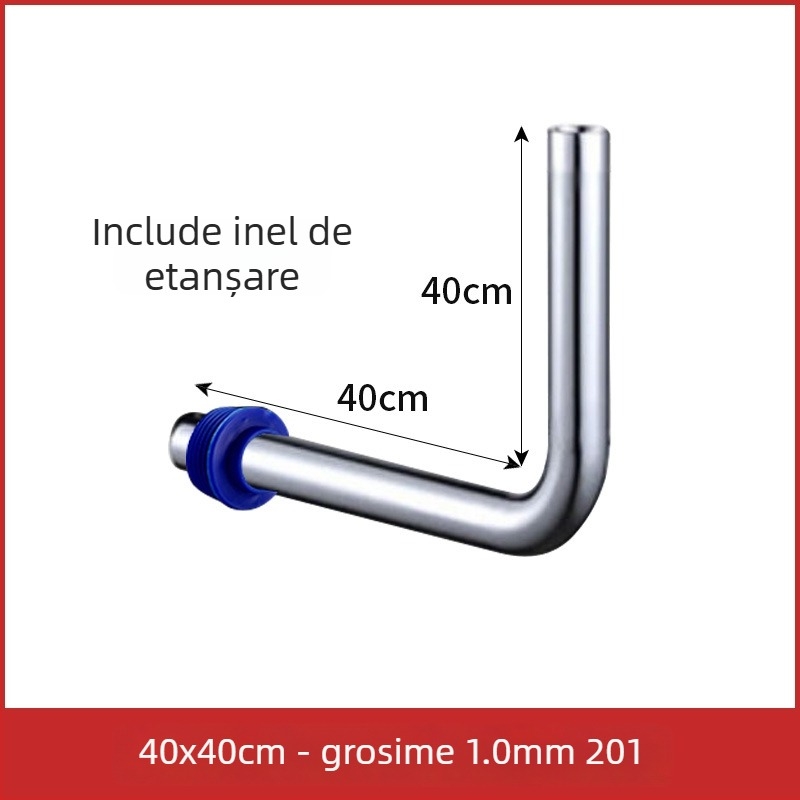 Țeavă de spălare pentru toaletă de tip squat, 32 mm, oțel inoxidabil 304, conductă de conectare în formă de L, furtun de spălare extins cu robinet pedalat