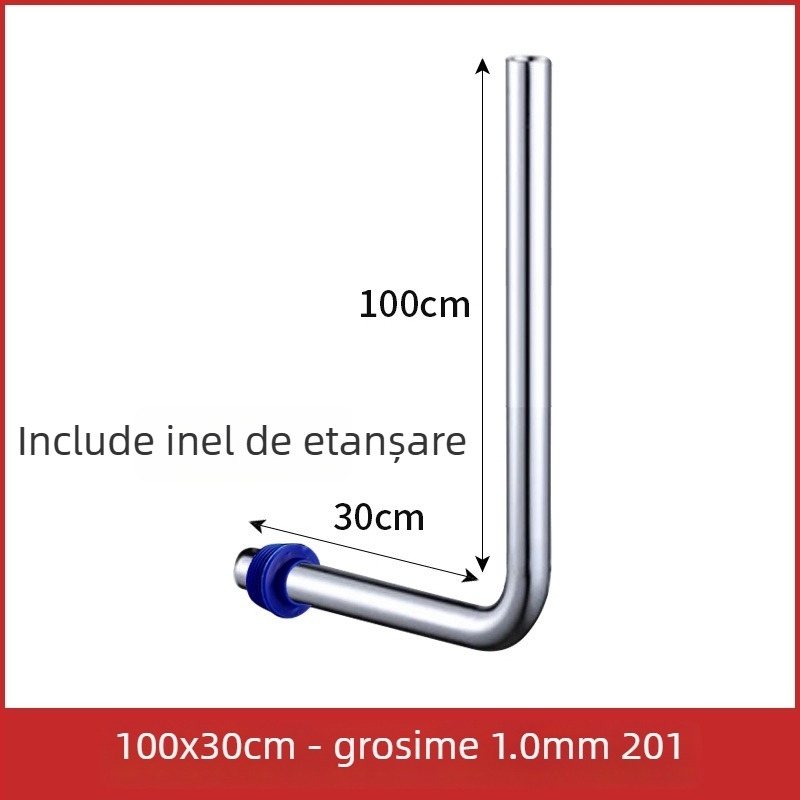 Țeavă de spălare pentru toaletă de tip squat, 32 mm, oțel inoxidabil 304, conductă de conectare în formă de L, furtun de spălare extins cu robinet pedalat