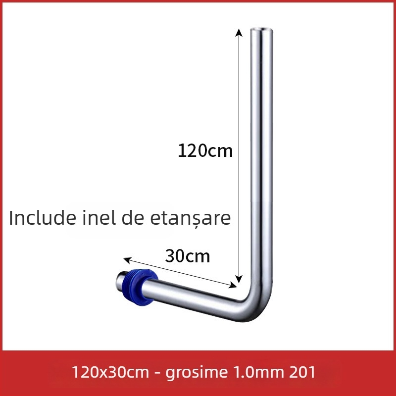 Țeavă de spălare pentru toaletă de tip squat, 32 mm, oțel inoxidabil 304, conductă de conectare în formă de L, furtun de spălare extins cu robinet pedalat