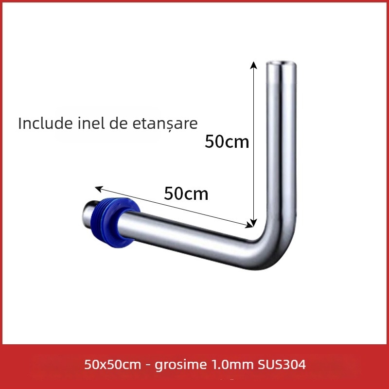 Țeavă de spălare pentru toaletă de tip squat, 32 mm, oțel inoxidabil 304, conductă de conectare în formă de L, furtun de spălare extins cu robinet pedalat