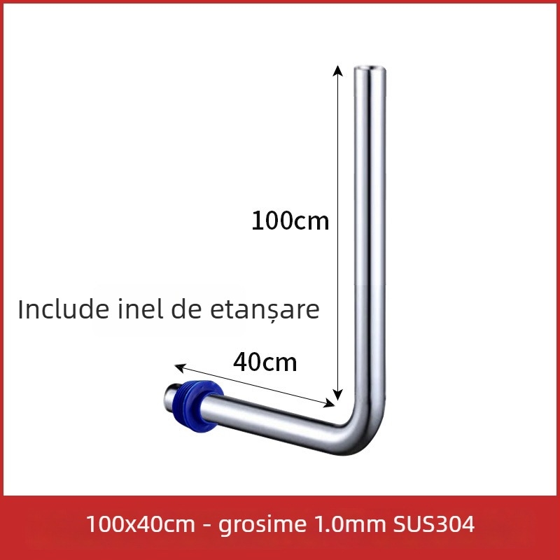 Țeavă de spălare pentru toaletă de tip squat, 32 mm, oțel inoxidabil 304, conductă de conectare în formă de L, furtun de spălare extins cu robinet pedalat