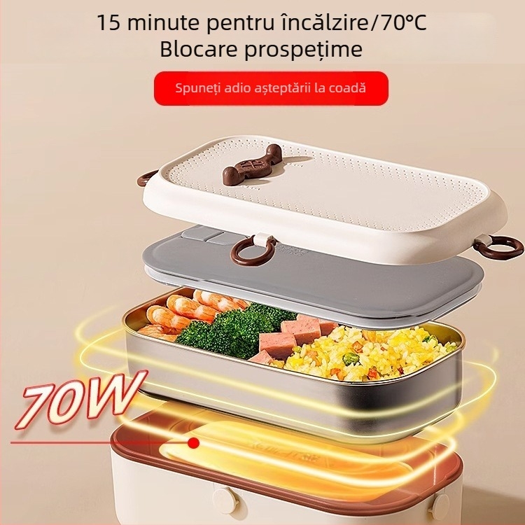 Cutie izolată pentru prânz pentru birou, gătire la aburi, porție unică, oțel inoxidabil 304