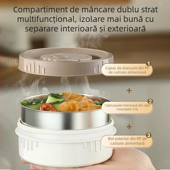 Cutie de prânz izolată pentru iarnă, menținere a temperaturii 24 ore, capacitate mare, portabilă, pentru muncă și școală