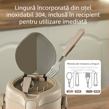 Cutie de prânz izolată pentru iarnă, menținere a temperaturii 24 ore, capacitate mare, portabilă, pentru muncă și școală