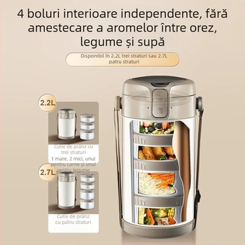 Cutie de prânz izolată pentru iarnă, menținere a temperaturii 24 ore, capacitate mare, portabilă, pentru muncă și școală