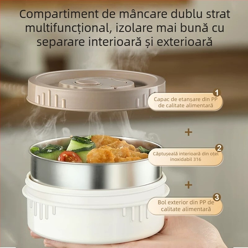 Cutie de prânz izolată pentru iarnă, menținere a temperaturii 24 ore, capacitate mare, portabilă, pentru muncă și școală