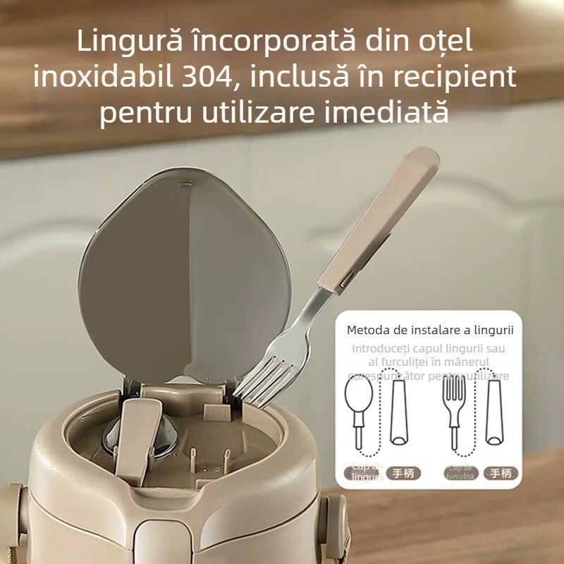 Cutie de prânz izolată pentru iarnă, menținere a temperaturii 24 ore, capacitate mare, portabilă, pentru muncă și școală