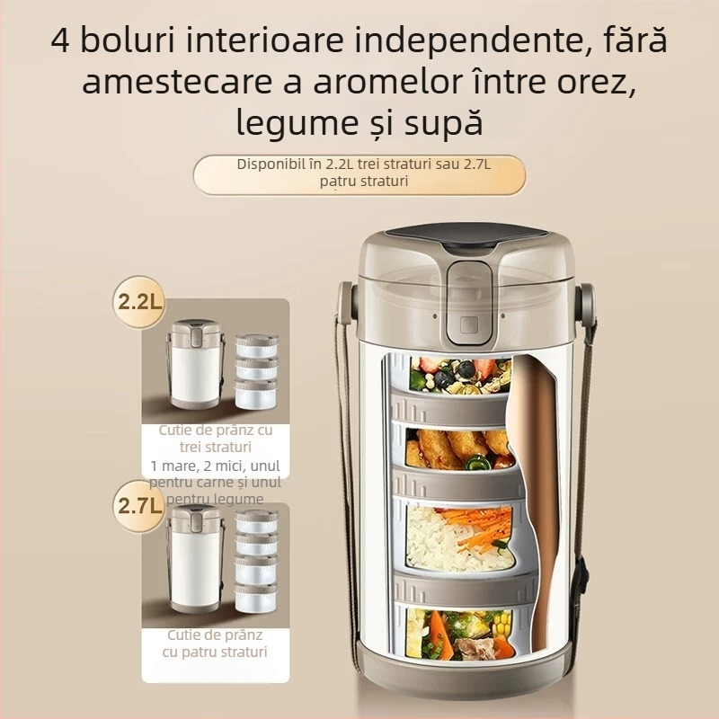 Cutie de prânz izolată pentru iarnă, menținere a temperaturii 24 ore, capacitate mare, portabilă, pentru muncă și școală