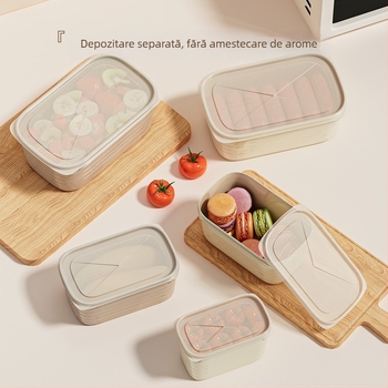 Set de depozitare sigilat pentru frigider, compatibil cu microunde, plastic alimentar, cutii dreptunghiulare de prânz pentru copii