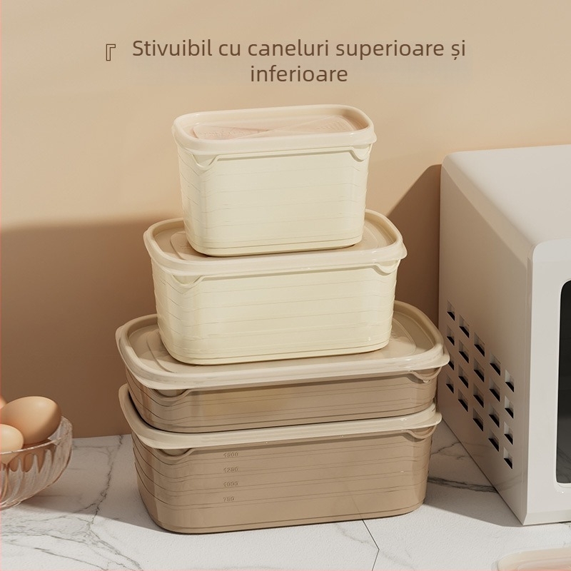 Set de depozitare sigilat pentru frigider, compatibil cu microunde, plastic alimentar, cutii dreptunghiulare de prânz pentru copii