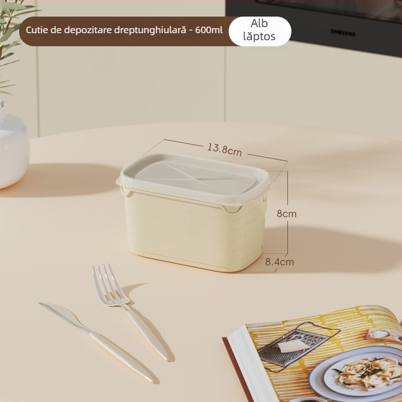 Set de depozitare sigilat pentru frigider, compatibil cu microunde, plastic alimentar, cutii dreptunghiulare de prânz pentru copii