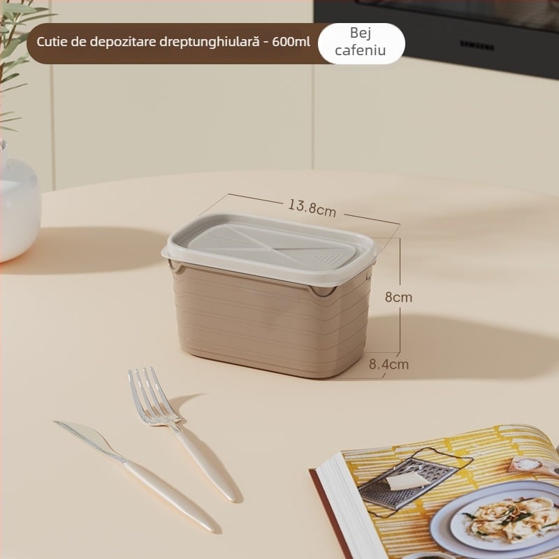 Set de depozitare sigilat pentru frigider, compatibil cu microunde, plastic alimentar, cutii dreptunghiulare de prânz pentru copii