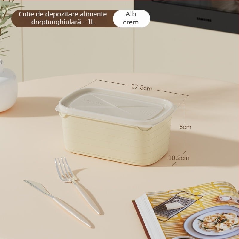 Set de depozitare sigilat pentru frigider, compatibil cu microunde, plastic alimentar, cutii dreptunghiulare de prânz pentru copii