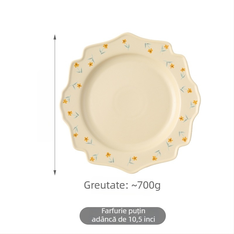 Set de veselă minimalist cu motive florale, farfurii și boluri neregulate, culori sub glazură, pentru uz casnic, stil Instagram